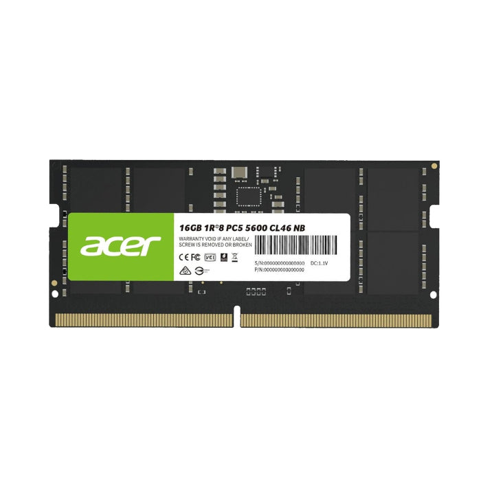 Acer 16GB DDR5 5600MHz CL46 Notebook Memory Acer 16GB DDR5 5600MHz CL46 Notebook Memory